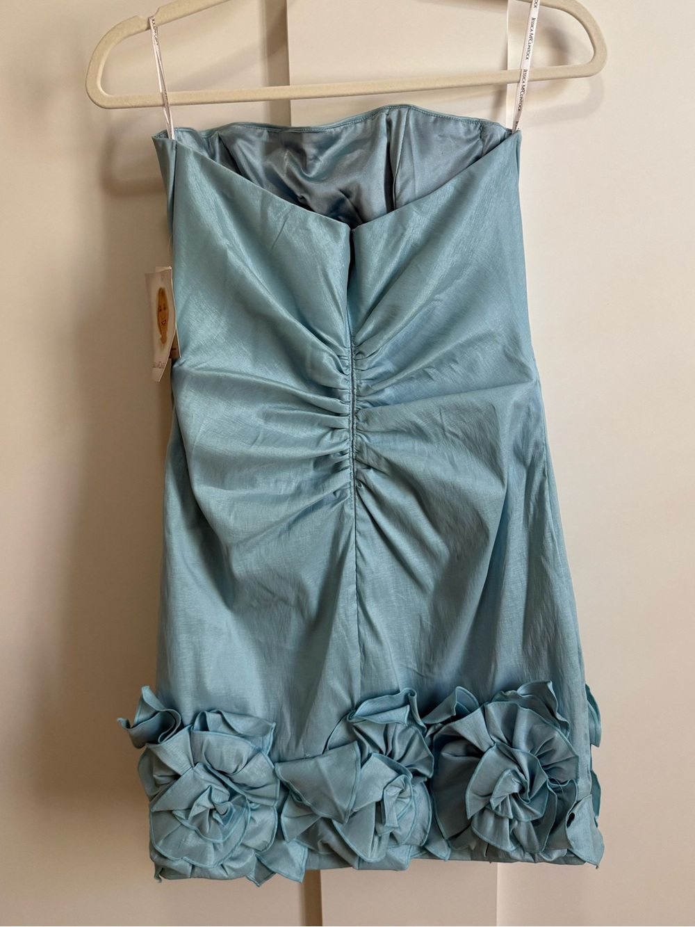 Jessica McClintock Rush Strapless Mini Dress Y2K Aqua Green Florets Rare 10 NWT - Picture 9 of 14